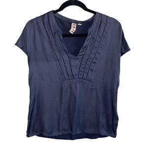 Dolan Blue Blouse XS Cap Sleeve V-Neck Boho Minimalist